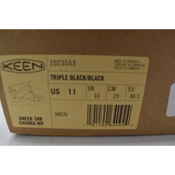 Keen Mens Size 11 Uneek SNK Chukka Triple Black Waterproof Boots Shoes - Picture 15 of 15